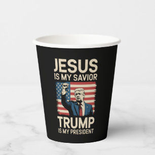 Gobelets En Papier Jésus est mon sauveur Trump est mon président 47 É