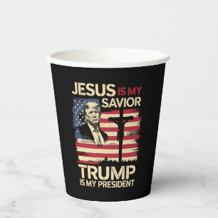 Gobelets En Papier Jésus est mon sauveur Trump est mon président Drap