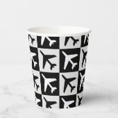 Gobelets En Papier Jets d'aviation blanc noir géométrique (Gauche)