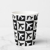 Gobelets En Papier Jets d'aviation blanc noir géométrique (Droite)