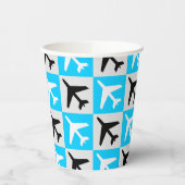 Gobelets En Papier Jets d'aviation bleu géométrique (Gauche)