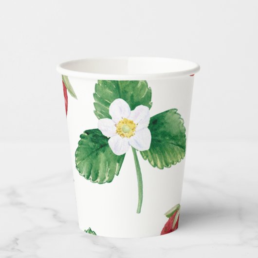 Gobelets En Papier Jeu de Baby shower aux fraises d'été (Gauche)