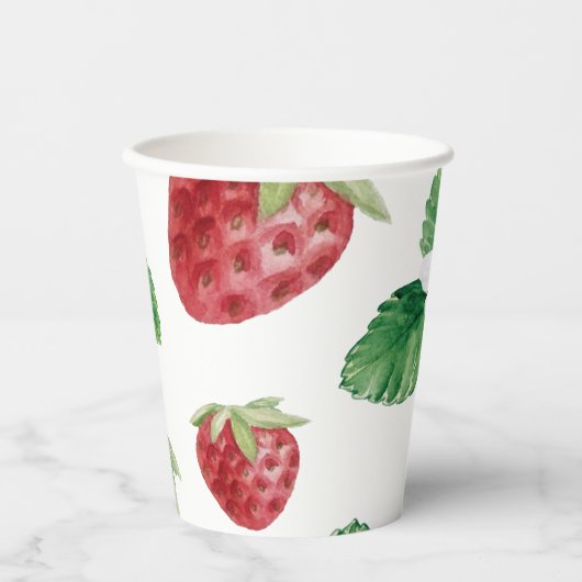 Gobelets En Papier Jeu de Baby shower aux fraises d'été (Recto)