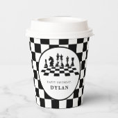 Gobelets En Papier Jeu d'échecs et pièces Nuit Joyeux anniversaire (Verso)