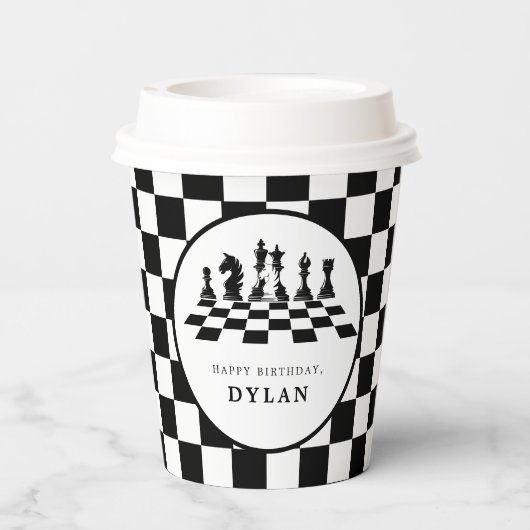 Gobelets En Papier Jeu d'échecs et pièces Nuit Joyeux anniversaire (Verso)