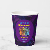 Gobelets En Papier Jeu Sur Niveau Up Jeu Vidéo Anniversaire (Recto)