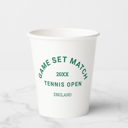 Gobelets En Papier Jeu Vert Match Crest Tennis Tennis Tournoi (Recto)