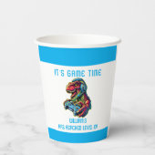 Gobelets En Papier Jeu Vidéo Dinosaur Jeu Anniversaire (Verso)