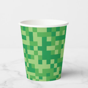 Gobelets En Papier Jeu Vidéo Pixellée Vert Anniversaire