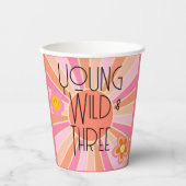 Gobelets En Papier Jeune, sauvage et trois | Coupe d'anniversaire enf (Recto)