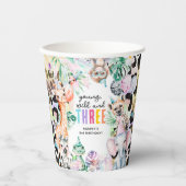 Gobelets En Papier Jeune, sauvage & TROIS animaux Safari 3e anniversa (Recto)