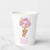 Gobelets En Papier JEUX anniversaire rose teddy (Recto)