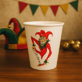 Gobelets En Papier Joker Jester Grinning avec Jack-in-the-Box