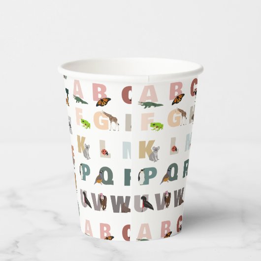 Gobelets En Papier Joli Alphabet ABC Animaux (Droite)