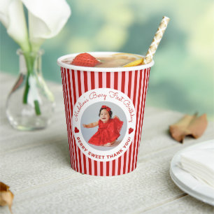 Gobelets En Papier Joli Anniversaire Fille Premier Berries Rayures Pr