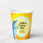 Gobelets En Papier Joli anniversaire garçon bleu Dolphin au soleil (Verso)