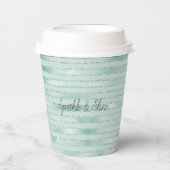 Gobelets En Papier Joli Aqua Mint Glitzy Parties scintillant rayures (Recto)