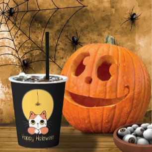 Gobelets En Papier Joli Araignée de chat ID865 Halloween