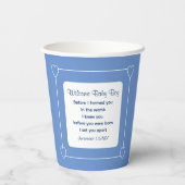 Gobelets En Papier Joli Baby shower Bible Verse Bleu rayé (Verso)