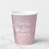 Gobelets En Papier Joli Baby shower rose Ours d'hiver (Recto)