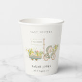 Gobelets En Papier Joli Baby shower Vélo Hérisson Cultivé Localement  (Verso)