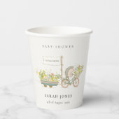 Gobelets En Papier Joli Baby shower Vélo Hérisson Cultivé Localement  (Recto)