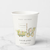 Gobelets En Papier Joli Baby shower Vélo Hérisson Cultivé Localement (Verso)