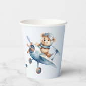 Gobelets En Papier Joli bébé ours pilote avion bleu beau (Verso)