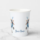 Gobelets En Papier Joli bébé ours pilote avion bleu beau (Gauche)