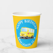 Gobelets En Papier Joli bus scolaire jaune joyeux anniversaire person (Verso)