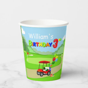 Gobelets En Papier Joli chariot de golf rouge pour garçon de 3 ans