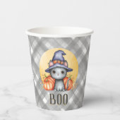 Gobelets En Papier Joli chat noir BOO Halloween (Recto)