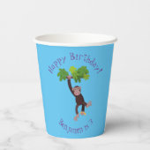 Gobelets En Papier Joli chimpanzé dans la jungle suspendu dessin anim (Verso)