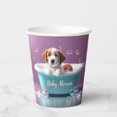 Gobelets En Papier Joli chiot dans une baignoire avec bulles de savon (Verso)