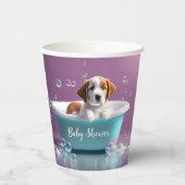 Gobelets En Papier Joli chiot dans une baignoire avec bulles de savon (Recto)