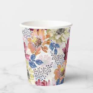 Gobelets En Papier Joli chrysanthème rose Vintage