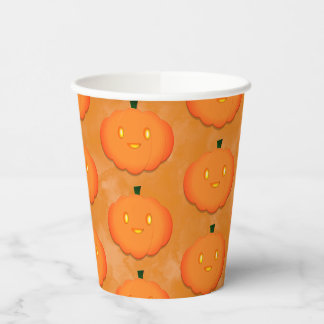 Gobelets En Papier Joli Citrouille Halloween Baby shower d'aquarelle