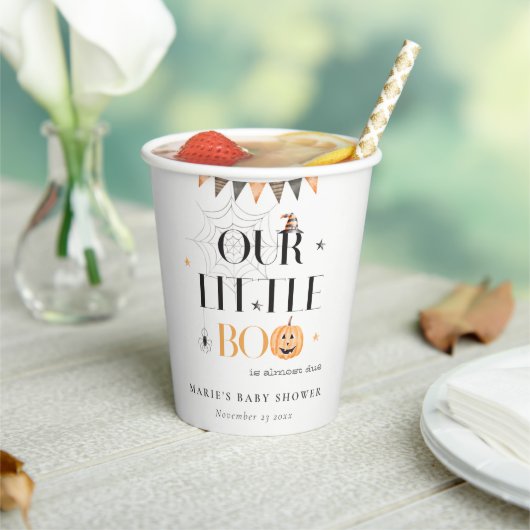 Gobelets En Papier Joli Citrouille Halloween Baby shower Little Boo (Insitu)