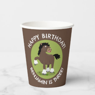 Gobelets En Papier Joli Clydesdale cheval anniversaire personnalisé