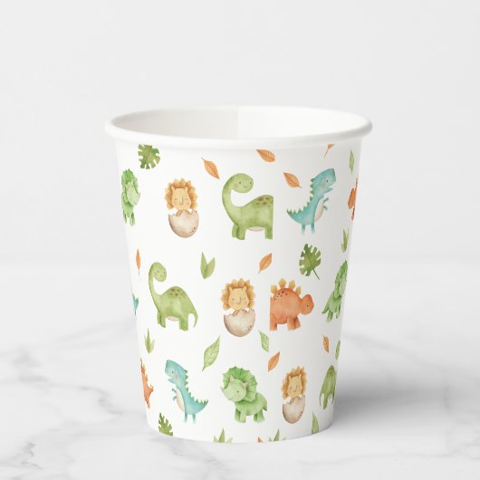 Gobelets En Papier Joli Dinosaures Party T-Rex Brontosaurus (Gauche)