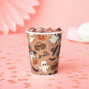 Gobelets En Papier Joli fantôme de Halloween de style Kawaii