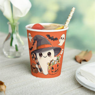 Gobelets En Papier Joli fantôme d'Halloween de style Kawaii