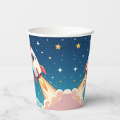 Gobelets En Papier Joli fusée spatiale qui décolle (Verso)