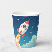Gobelets En Papier Joli fusée spatiale qui décolle (Recto)