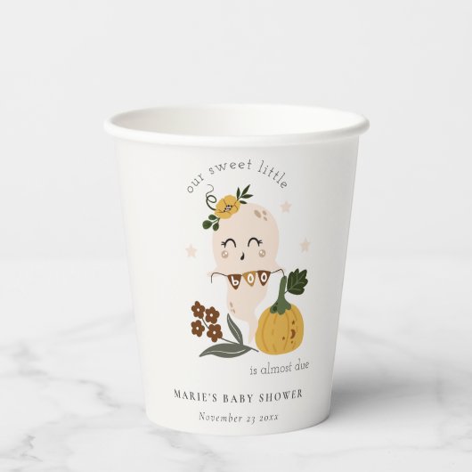 Gobelets En Papier Joli Halloween Blush Ghost Little Boo Baby shower (Verso)