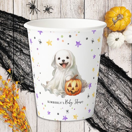 Gobelets En Papier Joli Halloween Chiot Petit Baby shower Boo