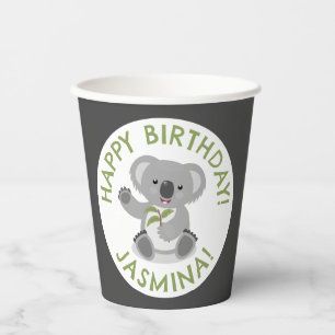 Gobelets En Papier Joli koala personnalisation dessin animé anniversa