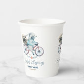 Gobelets En Papier Joli lapin de Pâques à vélo (Recto)