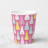 Gobelets En Papier Joli lapin de Pâques rose (Recto)