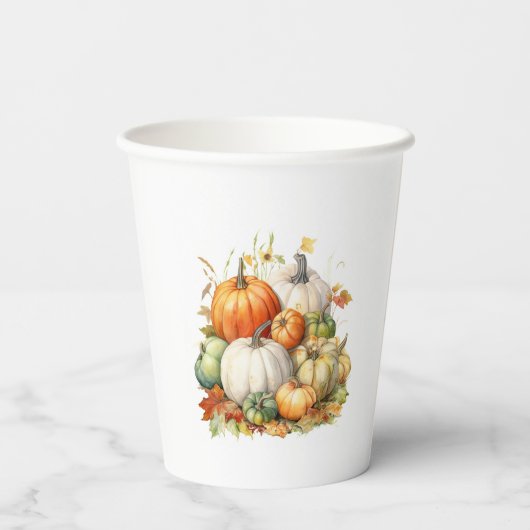 Gobelets En Papier Joli lapin et citrouille automne Anniversaire (Verso)